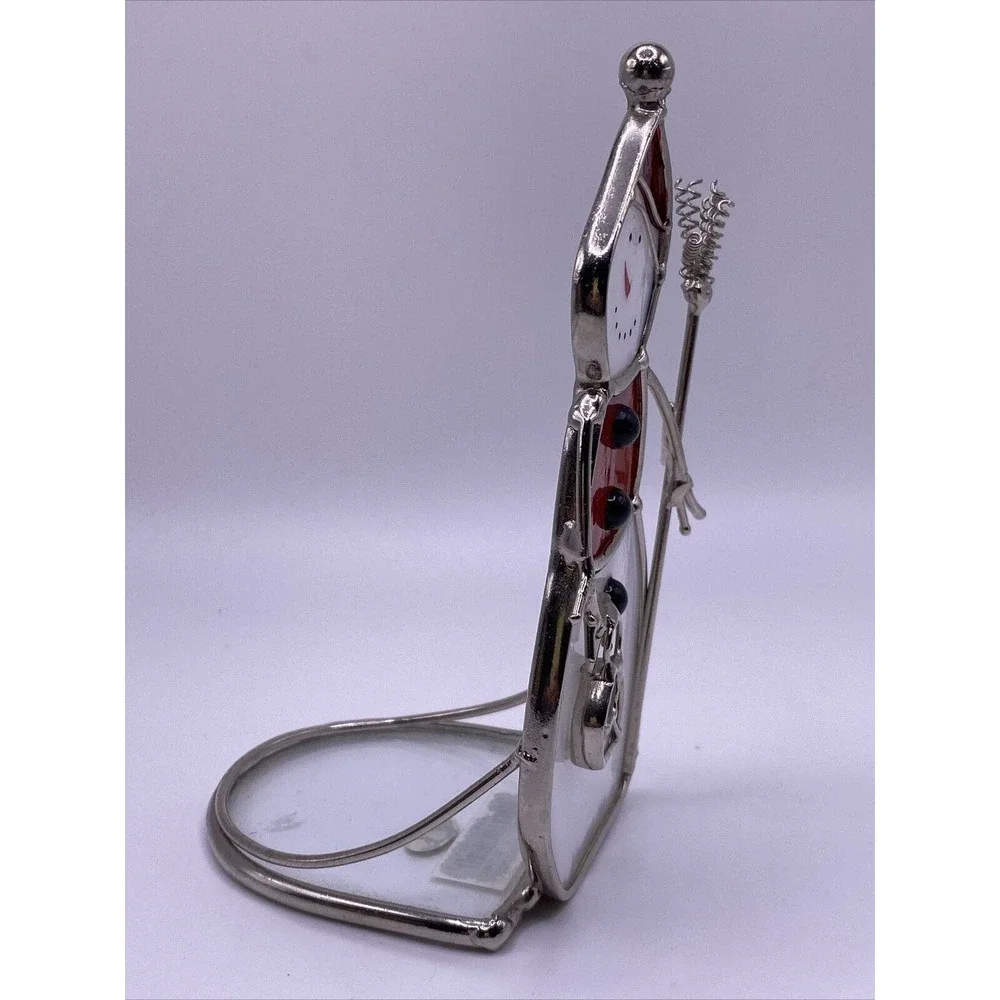 Decorative Stained Glass Snowman With Broom VOTIVE Tea Light CANDLE HOLDER - Picture 2 of 6